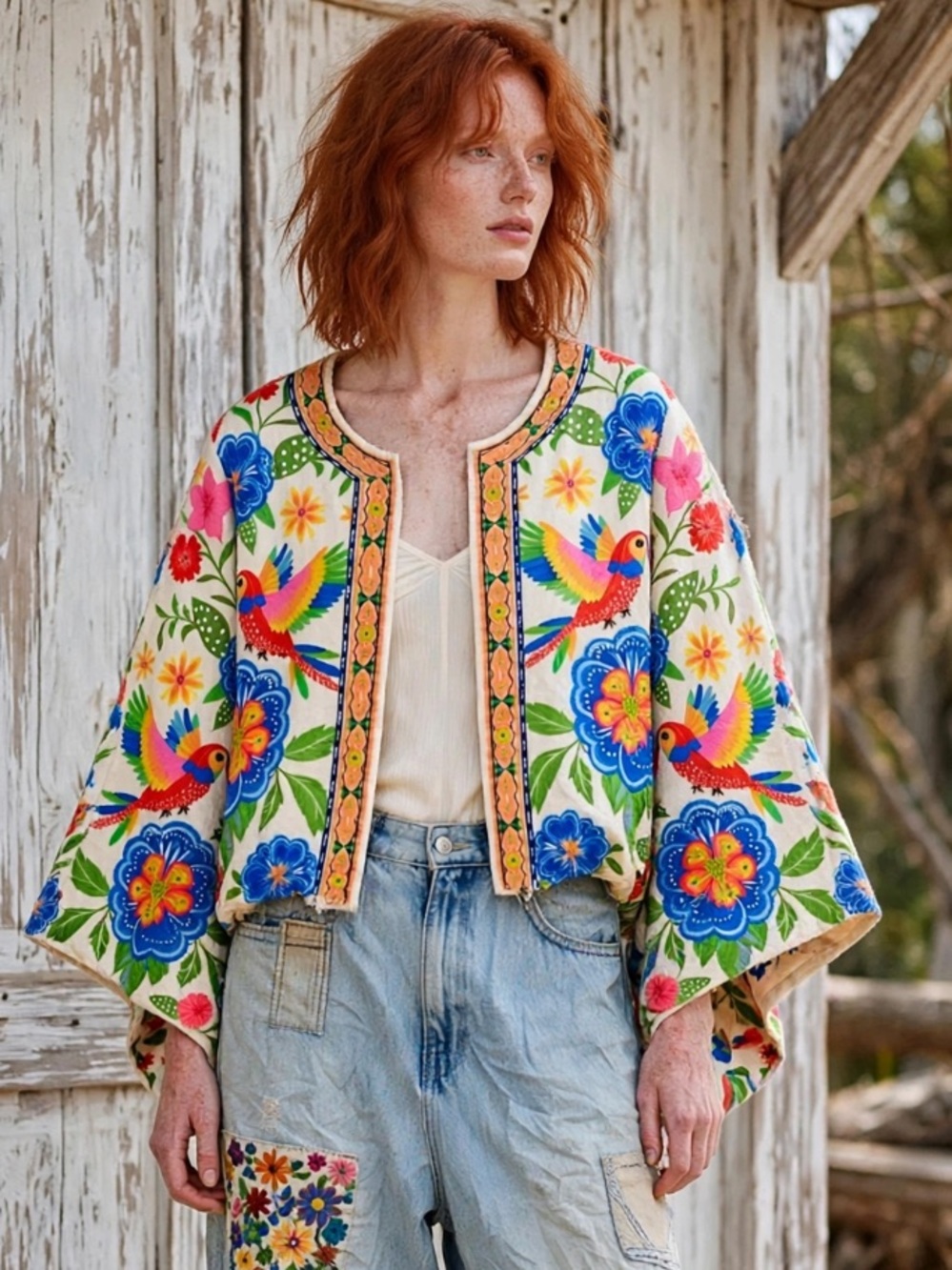 Unbranded oversized silky jacket with kimono sleeves